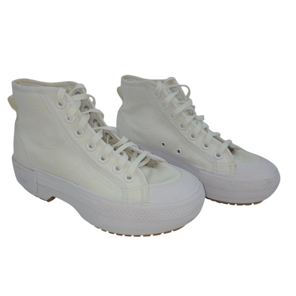 Adidas Nizza Bonega Mid Shoes Women Size 6 White Canvas Platform Sneakers GZ8858